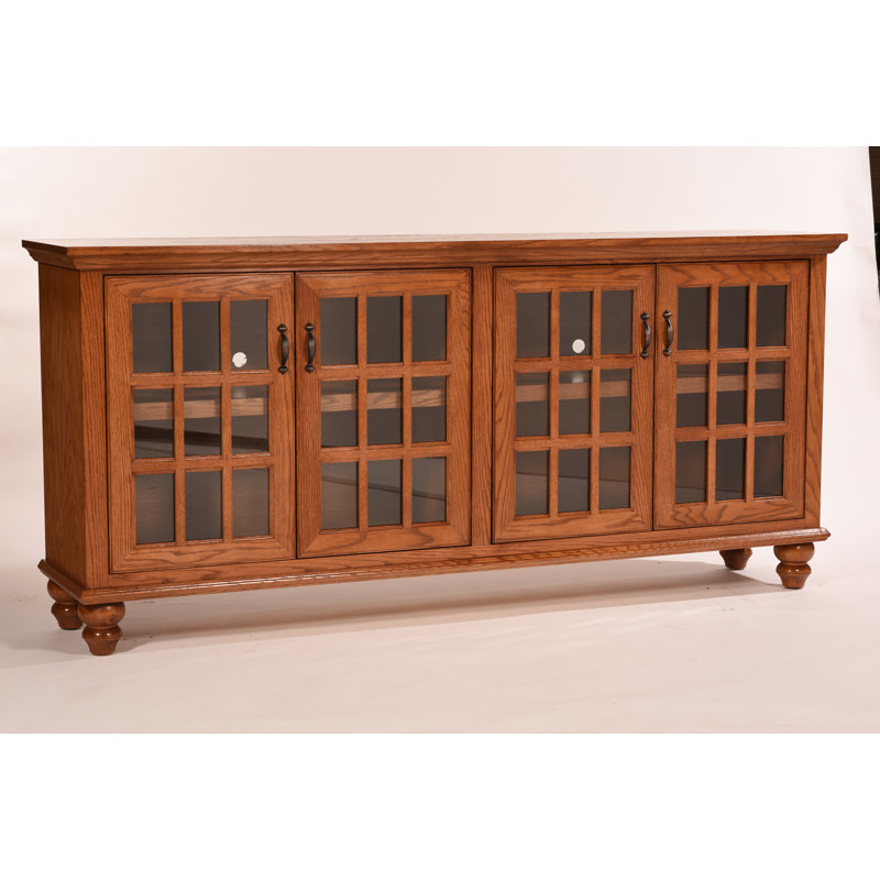 Franson Unfinished TV Stand for TVs up to 88", Yellow Oak