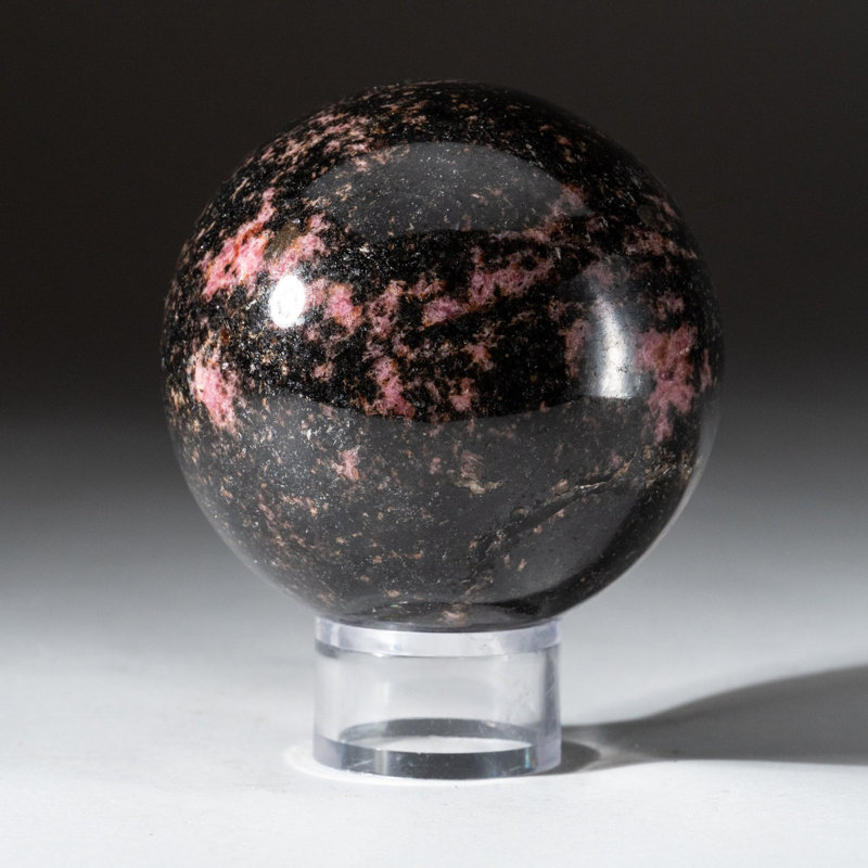 Polished Polychrome Sphere from Madagascar, 2.75" H x 2.75" W x 2.75" D, Gray/Black