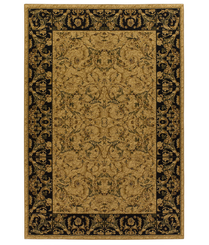 Tapis d'intérieur en polypropylène brun et noir fabriqué à la machine Bethea, 8 pi x 11 pi