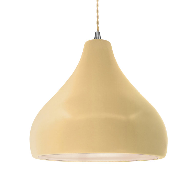 Luminaire suspendu à 1 lumière Meydan, Jaune atténué, Nickel brossé, H 9,5 po x l 13,5 po x P 13,5 po