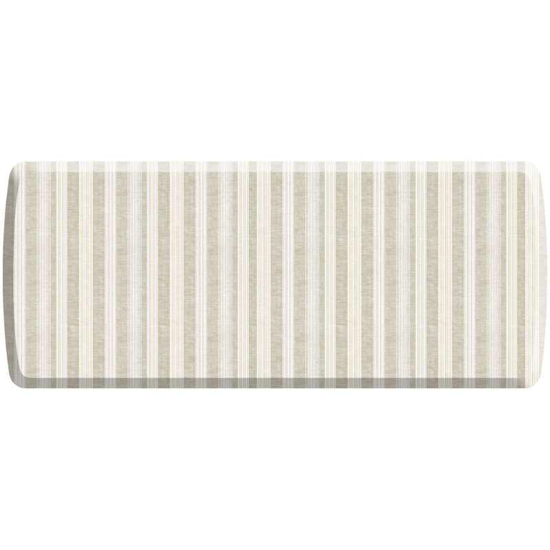 Anti-Fatigue Kitchen Comfort Mat, Sandstone Linen Stripes Pattern in Tan, Tan, 30" x 72"