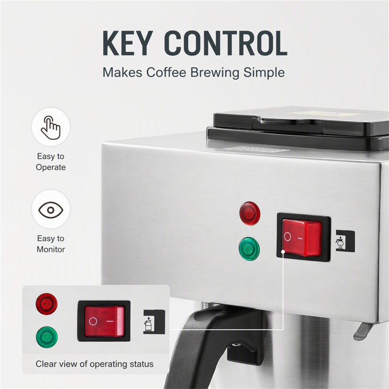 Cafetière filtre professionnelle 12 tasses avec chauffe-eau triple et remplissage automatique d'eau