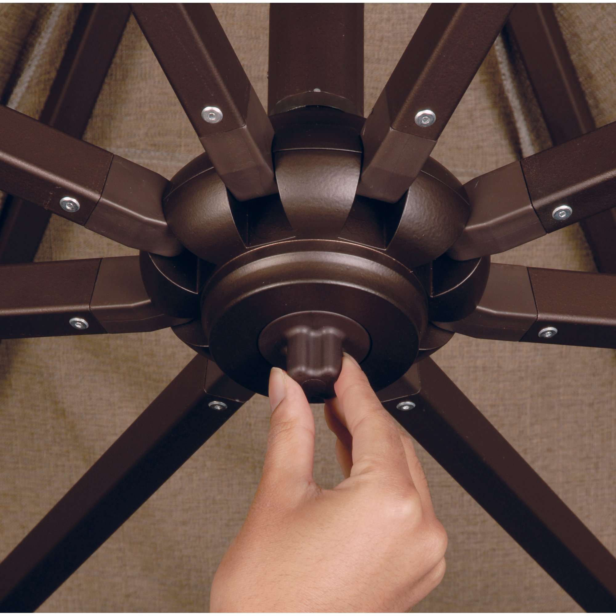 Windell 120'' Cantilever Outdoor Umbrella with lights, Canvas Navy Sunbrella® Canvas