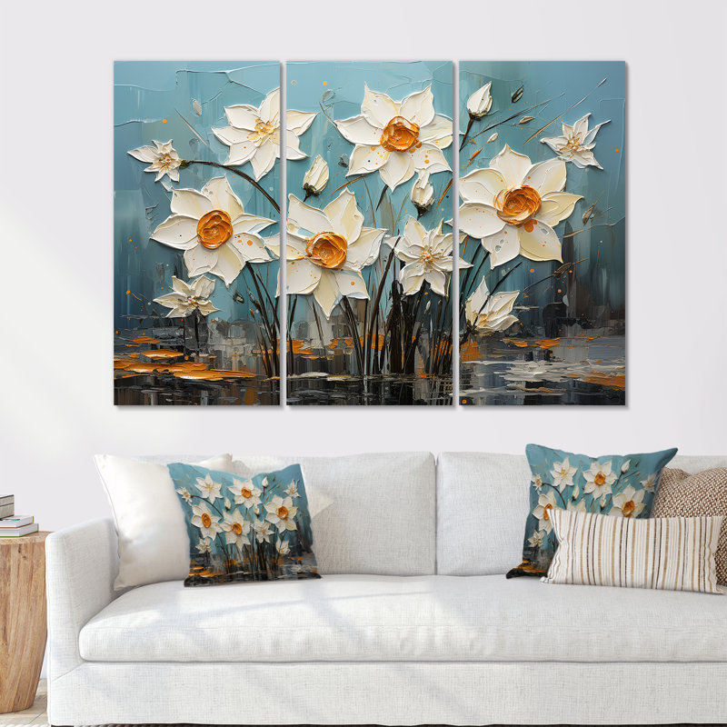 «Bold Colors» - «White Daffodils Bloom II - Daffodils», ensemble de reproductions d'art mural, H 28 po x l 36 po x P 1 po