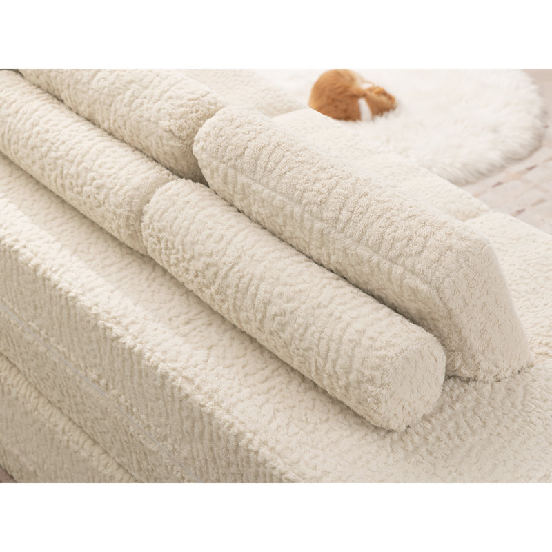 Canapé-lit convertible pliant avec coussins, Beige