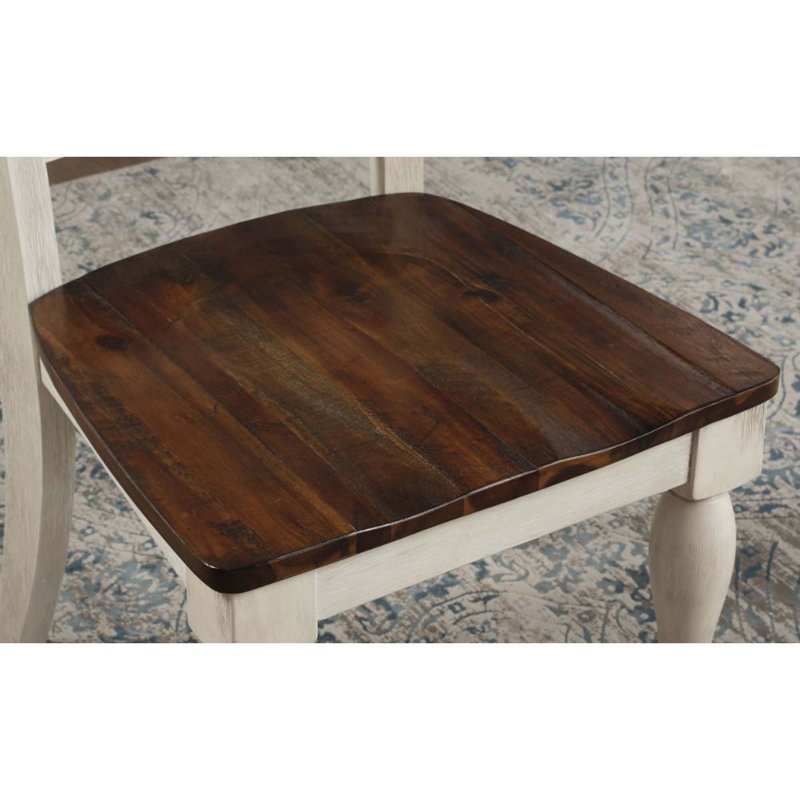 Chaise d'appoint en noyer / blanc Naresh, dossier ovale (2 pièces)