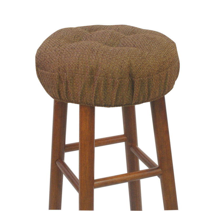 Non-Slip Textured Barstool Seat Cushion, 14-Inches Round, Set of 4, Brown
