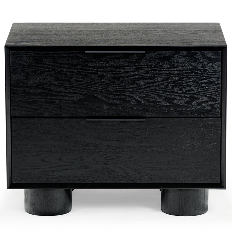 Addyson Wood 2 Drawer Nightstand, Black