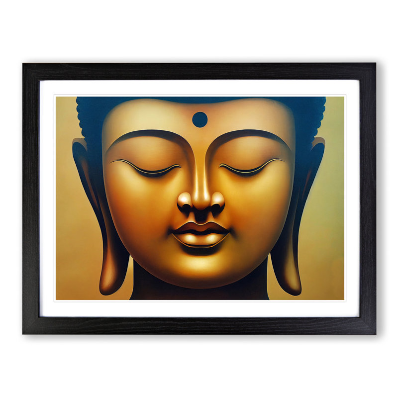 Golden Buddha Vol.1 - Single Picture Frame Print, 46cm H x 64cm W x 2cm D, Black Framed
