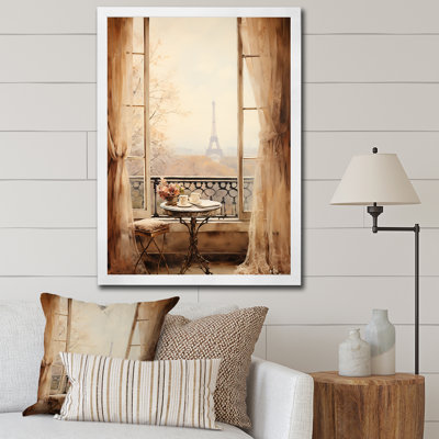 «Rustic Eiffel Tower Paris Window View II - City Paris», art mural