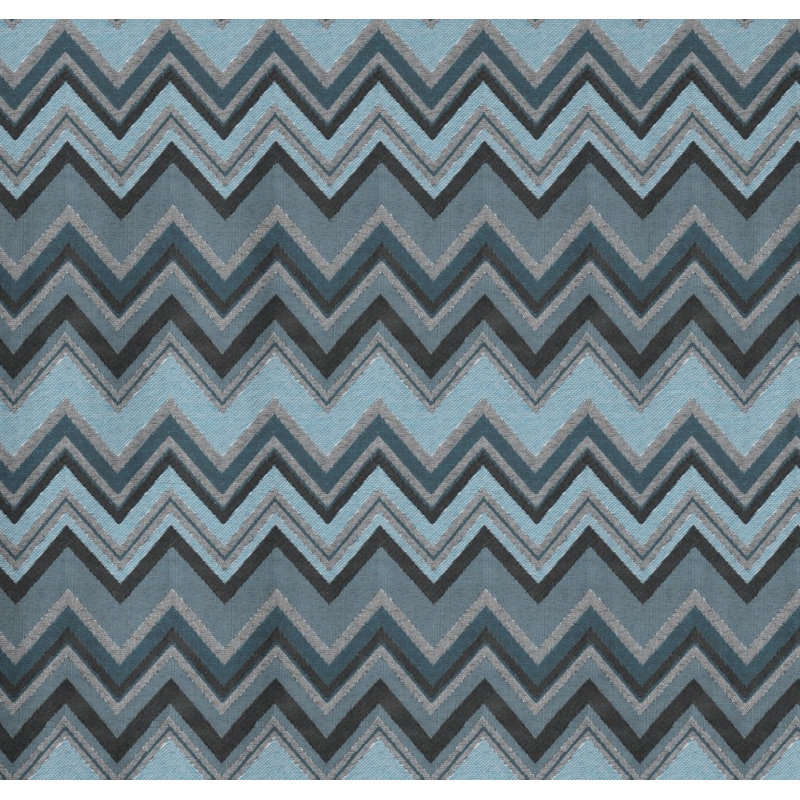 Kurtus Room Darkening Curtain Single Panel, 132 W x 225 D cm, Blue/Black/Grey