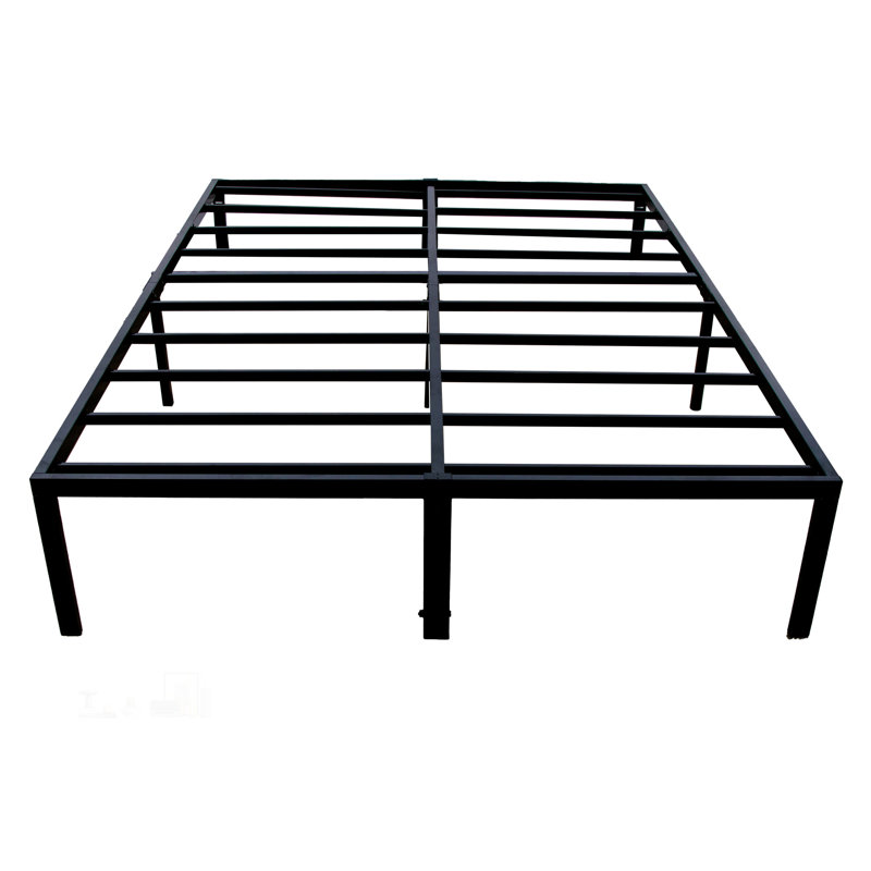 Modern Queen Steel Black Platform Foundation, Heavy-Duty and Durable with Under-Bed Storage for Maximum Space Efficiency.