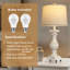 Ensemble de 2 lampes de table 28 "en blanc délavé Farmhouse avec port USB A + C pour la chambre à coucher, ampoules incluses