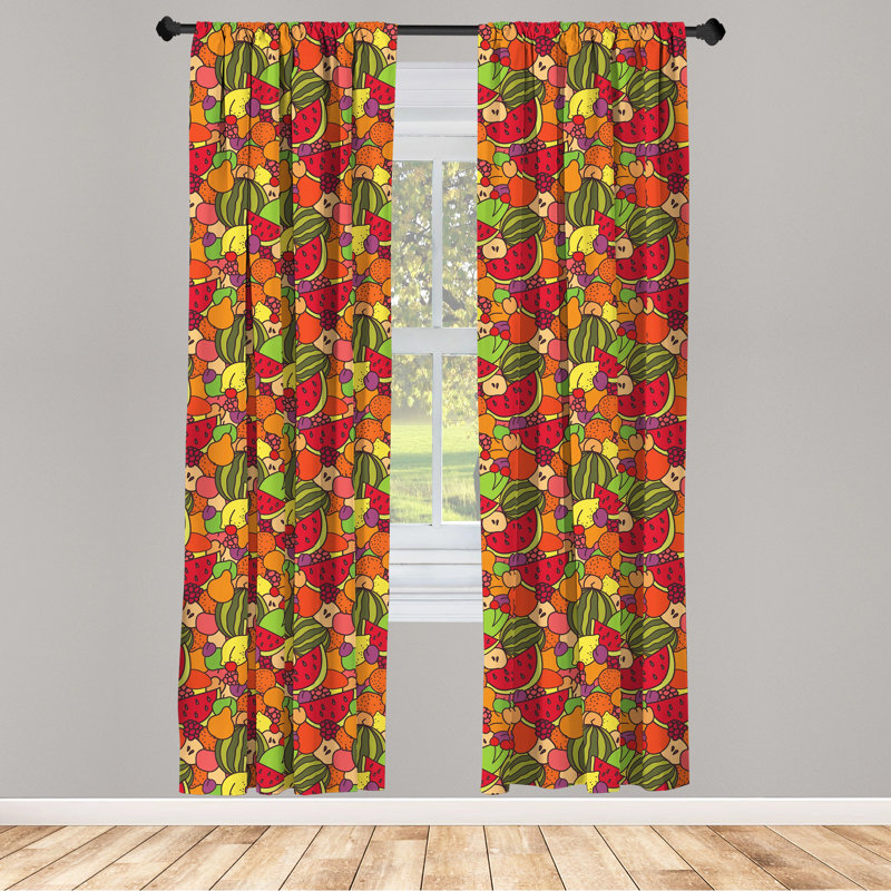 Fruit Semi-Sheer Rod Pocket Curtain Panels, 28" x 84"