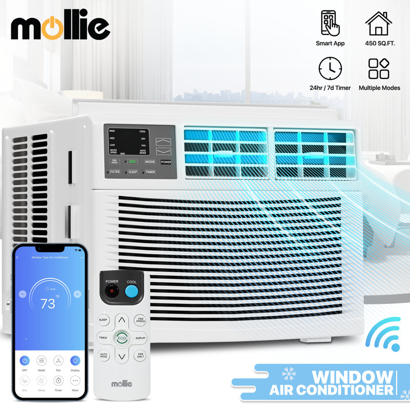 Mollie 12,000 BTU White Smart Window Air Conditioner with Remote