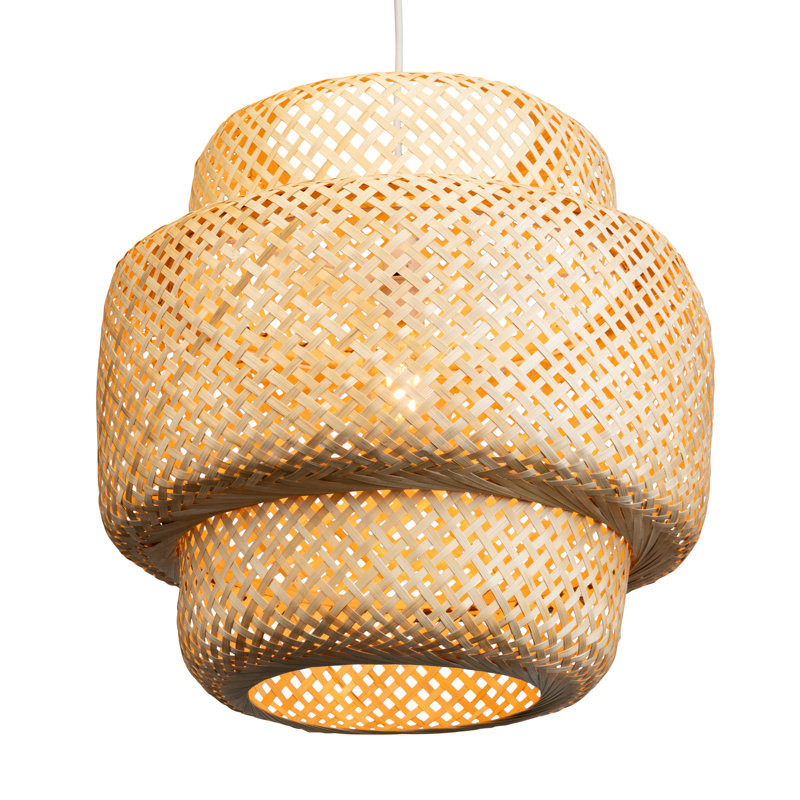 47cm H Raffia Drum Pendant Shade ( Spider ) in Beige