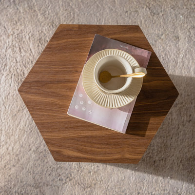MDF Modern Nesting Imitation Wood Grain Coffee Table, Irregular Side Table Set for Small Space Living Room and Bedroom, Fully Assembled