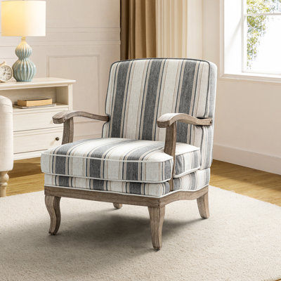 Amilio Wooden Upholstered Armchair with Solid Wood Armrests