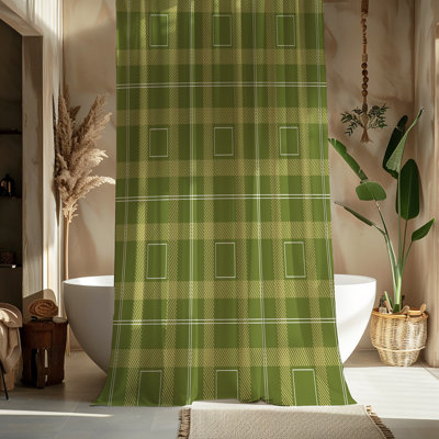 Green Cottage Plaid Shower Curtain