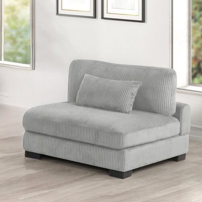 Chaise sans accoudoirs rembourrée en velours côtelé de style moderne avec structure en bois pour espace de vie principal, profondeur 44,59 po, largeur 34,6 po, poids 72,71 lb, style contemporain, pieds larges