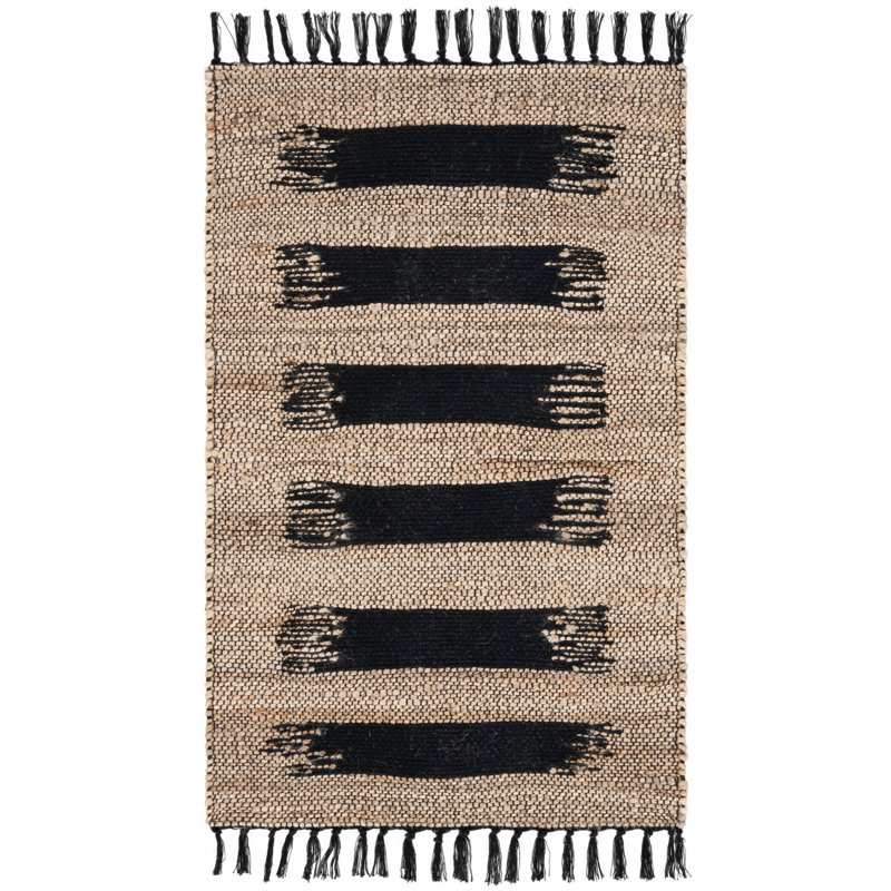 Natural Fiber 124 Hand Woven 70% Jute; 30% Cotton Abstract Rug, Rectangle 4' x 6'