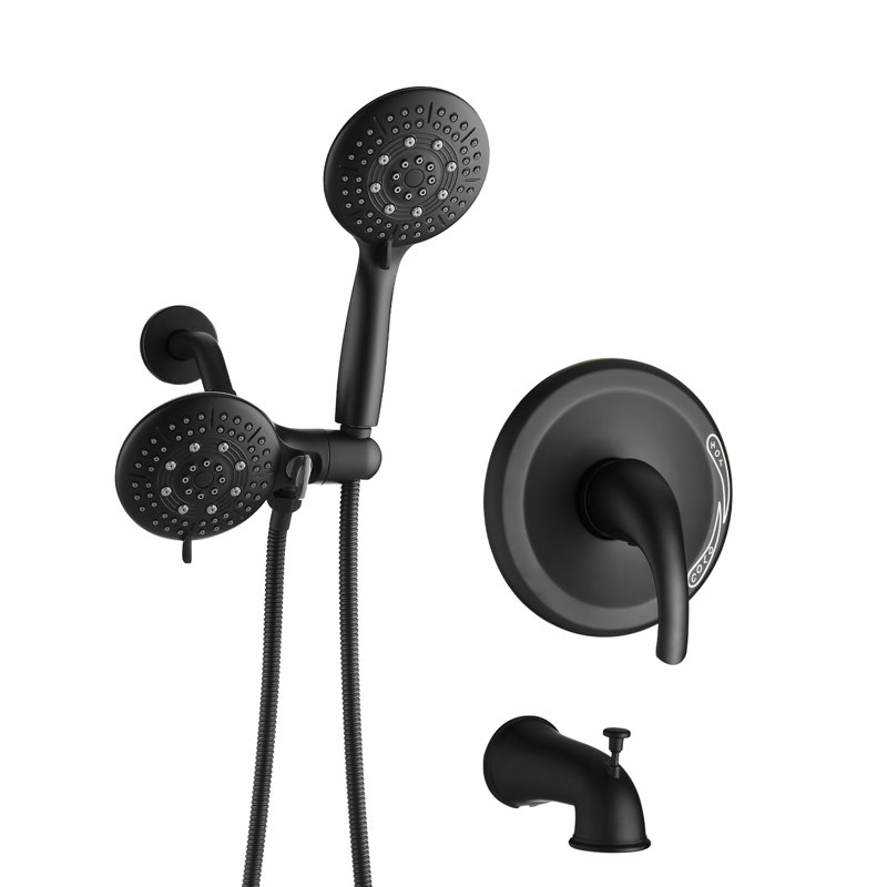 Matte Black Shower Head With Handheld - 6 Spray Patterns, 1.8 Gpm Flow Rate, All Metal, Swivel Spout & Tub Included High Functions, Hand Shower, Gpm, Corrosion , Wall Mounted Hose Arm