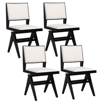 Mid Century Modern Dining Chairs Set Of 4 Faux Sherpa Upholstered Dinner Chairs