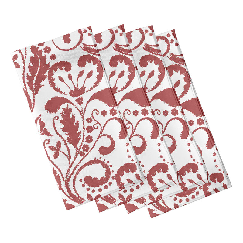 Rushton Polyester Floral Square Napkin, Coral