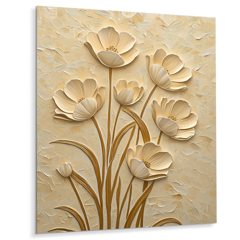 «Minimal Cream Buttercup Field III - Buttercups», décoration murale en métal, H 32 po x l 24 po x P 0,84 po