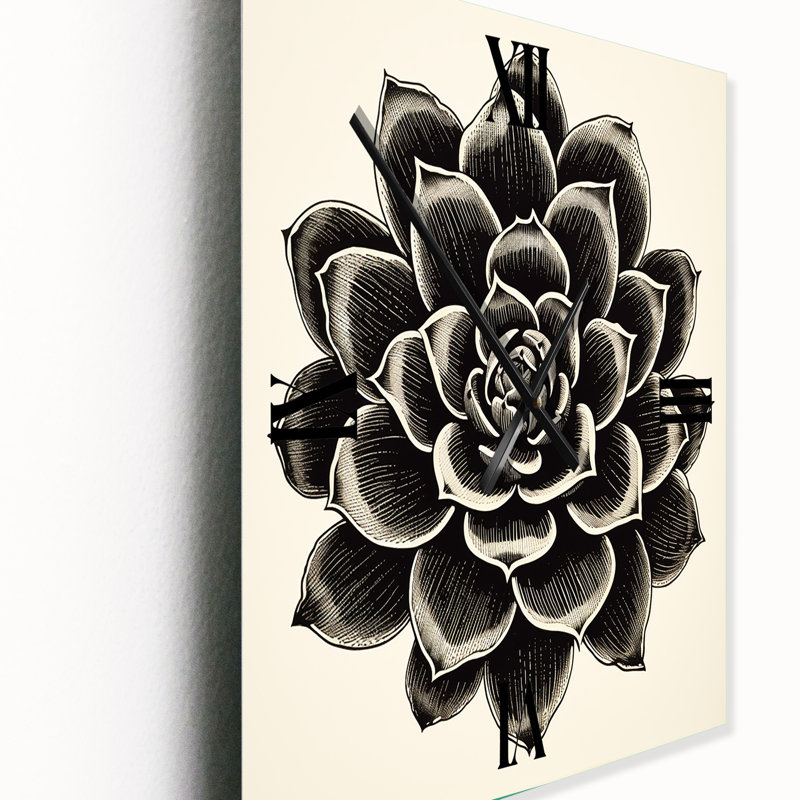 Minimal succulent en noir III - horloge murale succulente, Petit