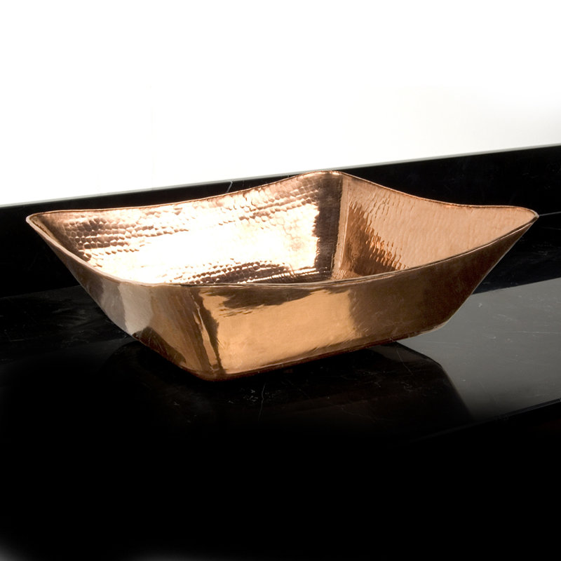 Lavabo de salle de bain vasque rectangulaire en cuivre, Cuivre brillant