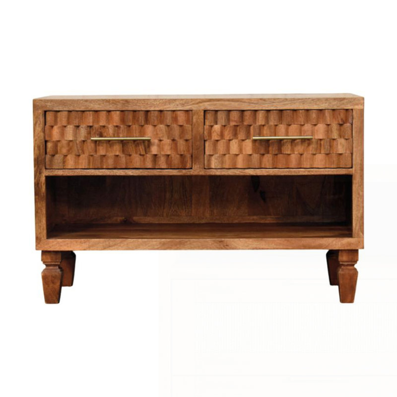 Solid Wood Arno Shoe Storage Unit with 2-Drawers, Brown