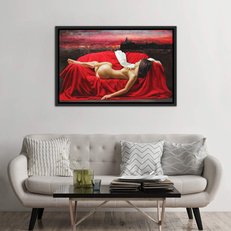 «Red Sky» - impression, H 40 po x l 60 po x 1,5 po, Toile avec cadre noir