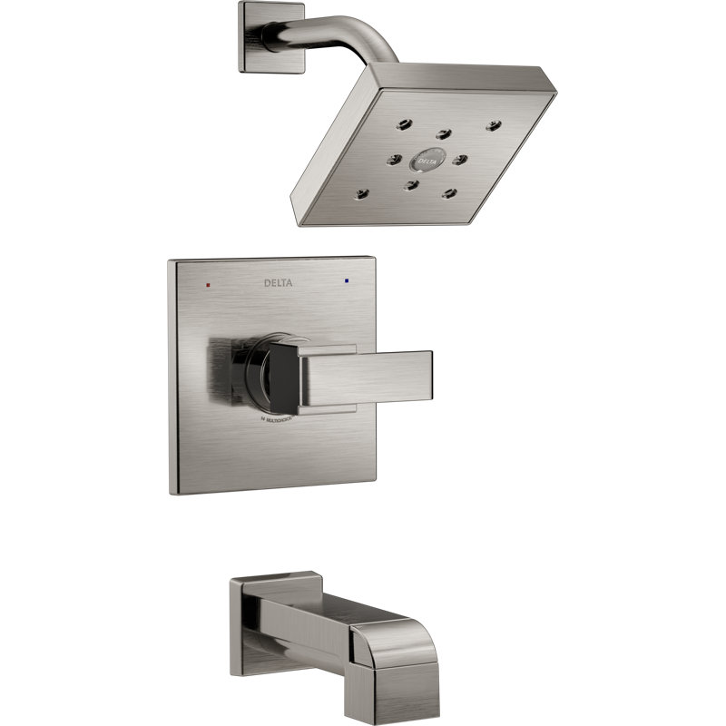 Ara 14 Series Single-Function Tub Shower Faucet Set, H2Okinetic Shower Valve Trim Kit, Brilliance Stainless