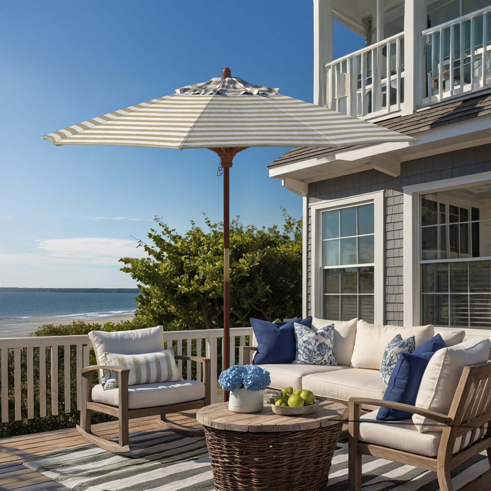 Manford 108'' Sunbrella® Outdoor Umbrella, Sail Away Aloe Sunbrella®