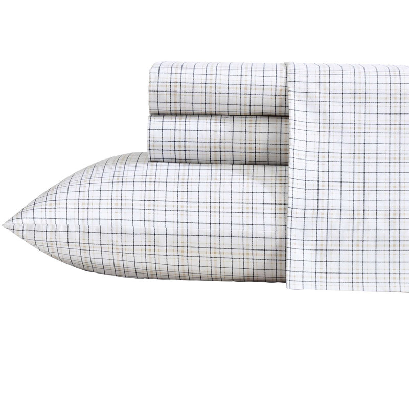 Ensemble de draps en percale de coton 200 fils Bradford, Ensemble de draps pour lit double avec 2 taies d'o, Gris uni