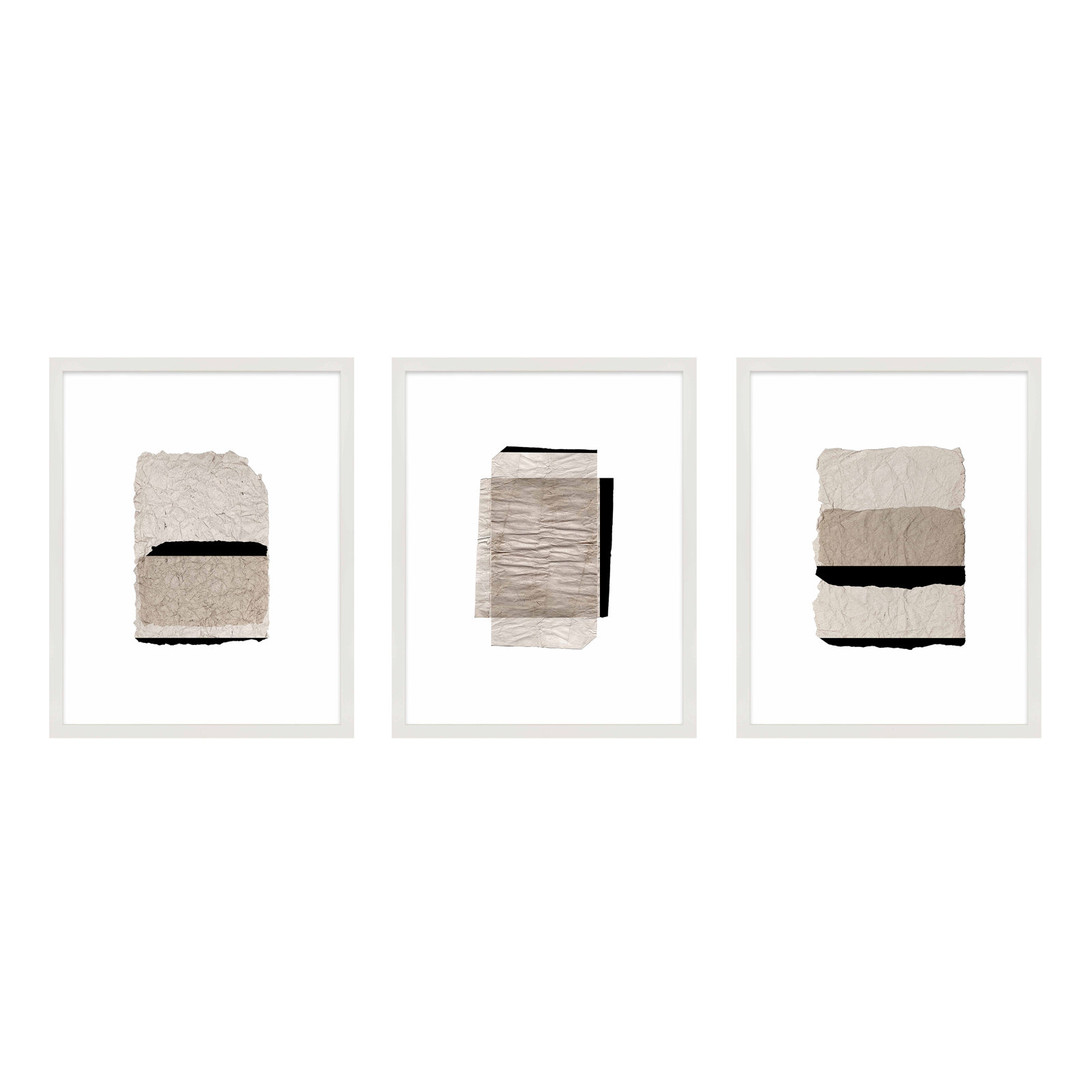 Zinfandel "Fiber" 3-Piece Print Set, 20" H x 16" W  x 1.25" D, White Framed