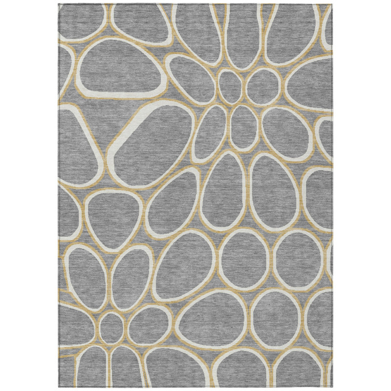 Tapis intérieur gris lavable abstrait 10 pi x 14 pi