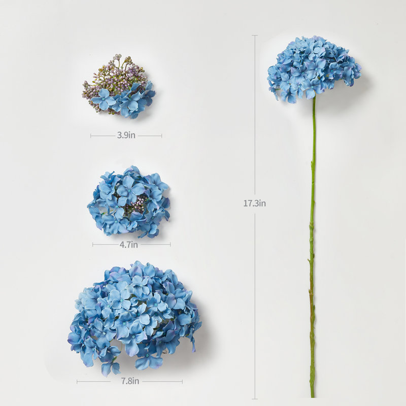 Faux hortensias floraux 17 po - (10 pièces), Bleu
