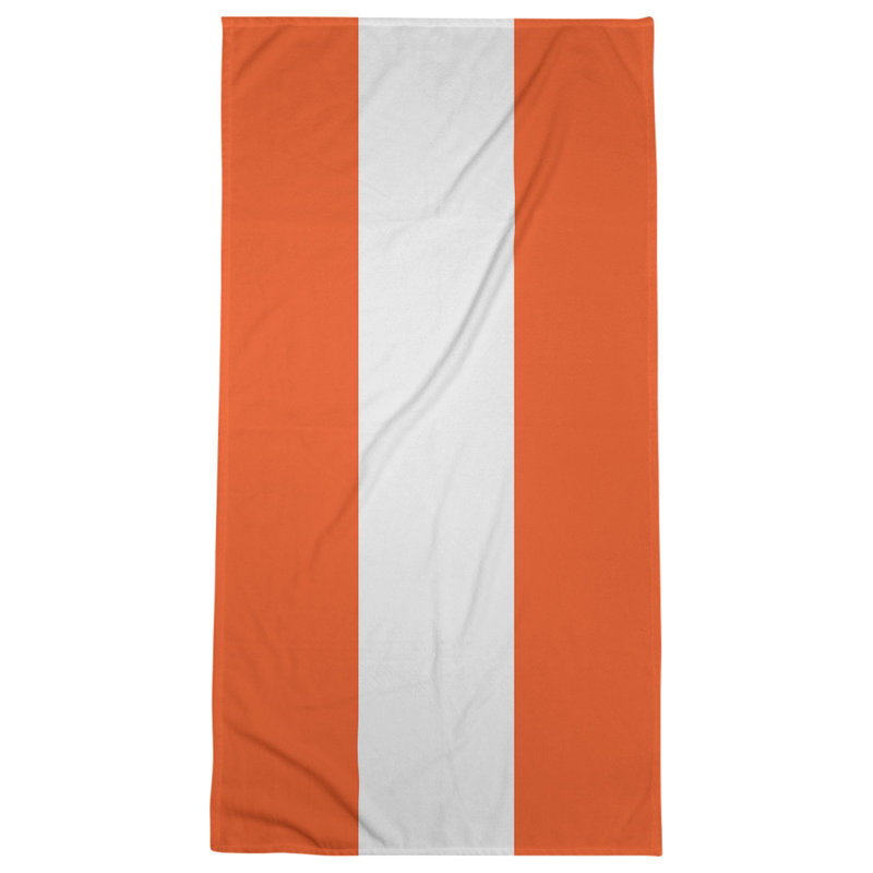 Cotton Blend Beach Towel, Orange/Off White
