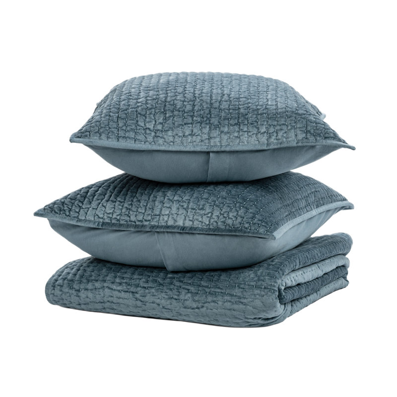 Bari Quilt Set, Stone Blue
