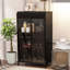 Armoire de rangement en métal de 47,6 po de hauteur avec portes en verre et couvercle rabattable