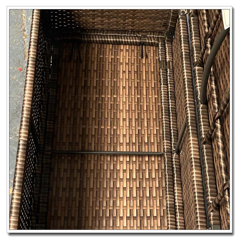 Banc de rangement pour l'extérieur en osier, Bleu