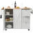 45 Inch Rolling Kitchen Island Cart With Solid Wood Top, Drop Leaf, Storage Cabinet, And Drawer - White Portable Kitchen Table On Wheels With Spice And Towel Racks | Gift Idea-1645150617-1645150616