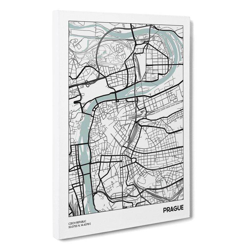 Map Prague Czech Republic - Wrapped Canvas, 50cm H x 35cm W x 3cm D