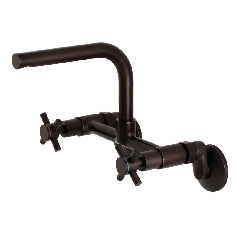 Kingston Brass Concord Double-Handle 2-Hole Wall-Mount Bridge Kitchen Faucet, Oil Rubbed Bronze