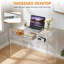 Bureau 33,5 po en acrylique transparent avec tablette de rangement, bureau d'écriture transparent moderne avec structure en acrylique épais pour chambre à coucher, dortoir et bureau personnel