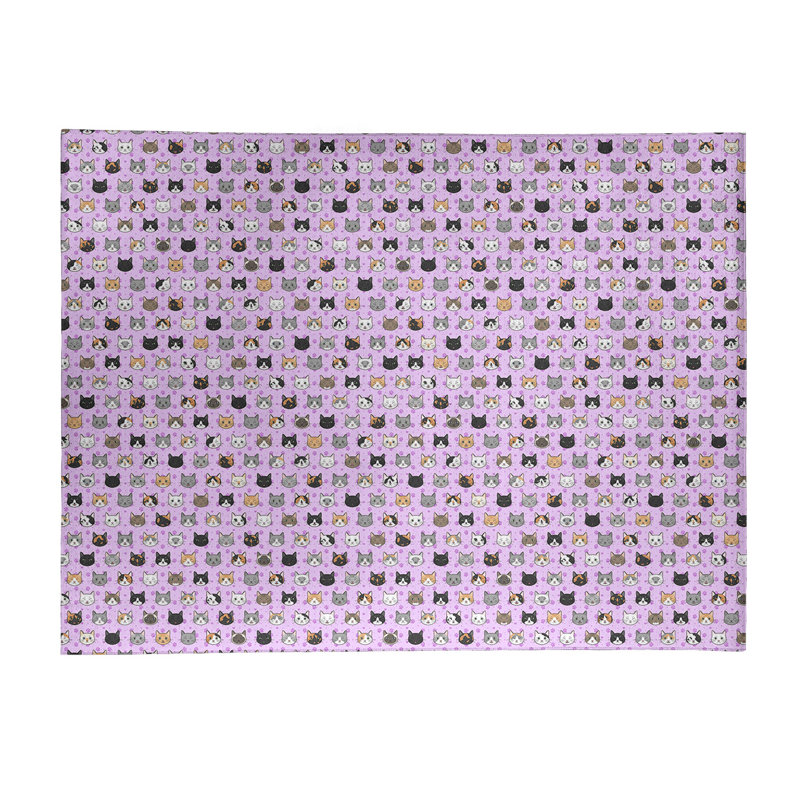 Tapis de zone mauve kitty chat, Rectangle 2 pi x 3 pi