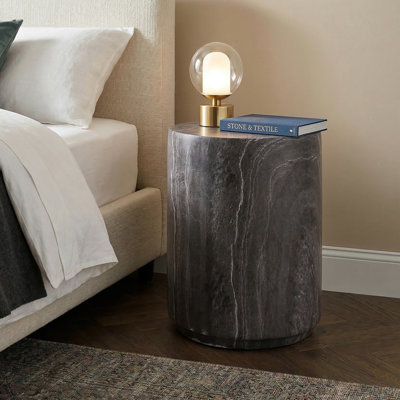 Fulcher Stone-Like 14"W End Table with Drum Base
