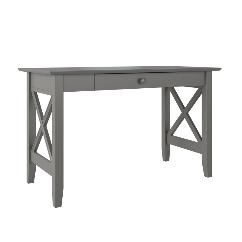 Tarajhi Solid Wood Desk with Drawer, Gray